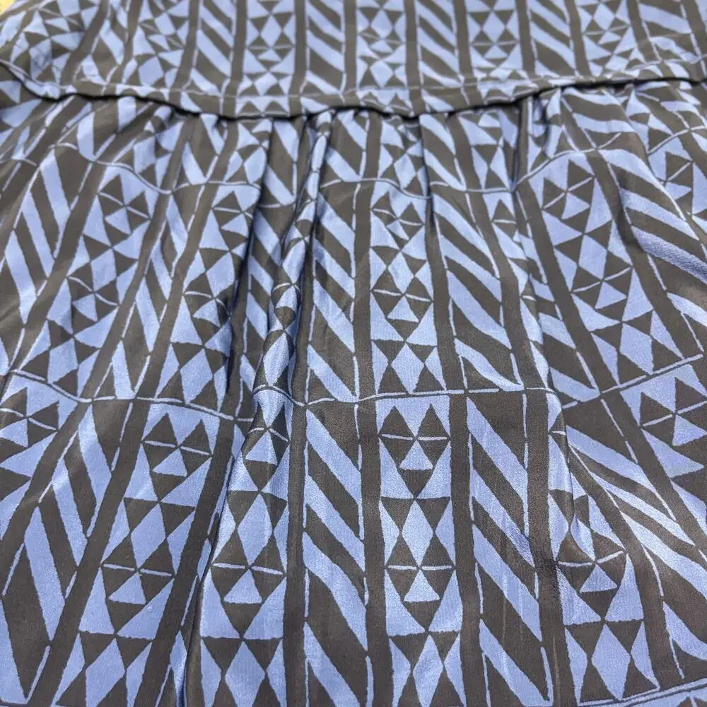 Madewell Silk Mini Skirt Geometric Print Blue Boho Preppy Indie Women’s Size 2